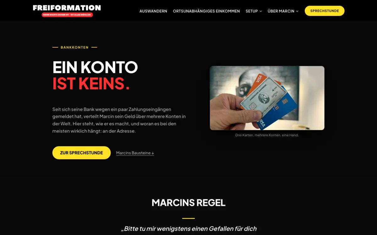 Themenseite Bankkonten mit Foto